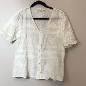 Anthropologie Lace Trimmed Blouse